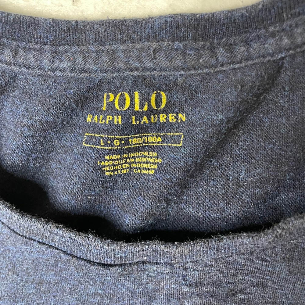 Polo Ralph Lauren T-Shirt Mens Large‎ Navy Blue Short Sleeve Pony Logo Crew Neck - Picture 2 of 6